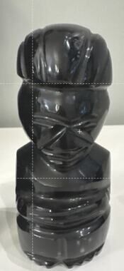 Vintage Black Obsidian Carved Aztec Mayan God Figure Statue Tribal Tiki Totem